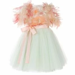 Marchesa Kids Puff Sleeve Tulle Gown