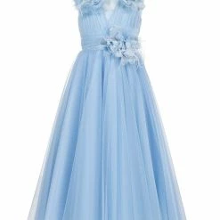 Marchesa Kids The Flower Girl Flower Embellished Draped Tulle Gown