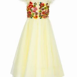 Marchesa Kids The Flower Girl Tulle Gown With Multicolor Flower Embroidery