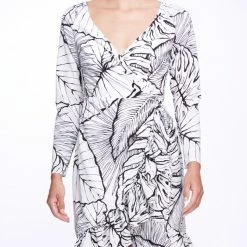 Marchesa Notte Long Sleeve Wrap Dress