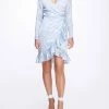 Marchesa Notte Long Sleeve Wrap Dress