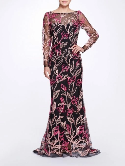 Marchesa Notte Sequin Tulle Gown