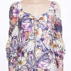 Marchesa Notte Floral Long Sleeve Mini Dress