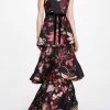 Marchesa Notte 3-Tiered Sleeveless Velvet Gown