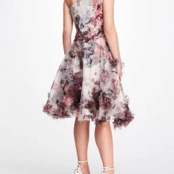 Marchesa Notte One Shoulder Cocktail Dress