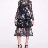 Marchesa Notte Tiered Floral Print Midi Dress