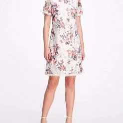 Marchesa Notte A-Line Floral Lace Mini Dress