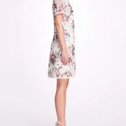 Marchesa Notte A-Line Floral Lace Mini Dress