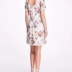 Marchesa Notte A-Line Floral Lace Mini Dress