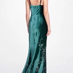 Marchesa Notte Velvet Embroidered Gown
