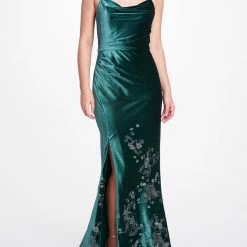 Marchesa Notte Velvet Embroidered Gown