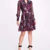 Marchesa Notte Floral Printed Chiffon Day Dress