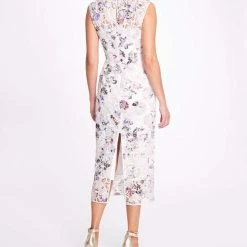 Marchesa Notte Dutch Floral Printed Guipure Lace Tea-Length Gown