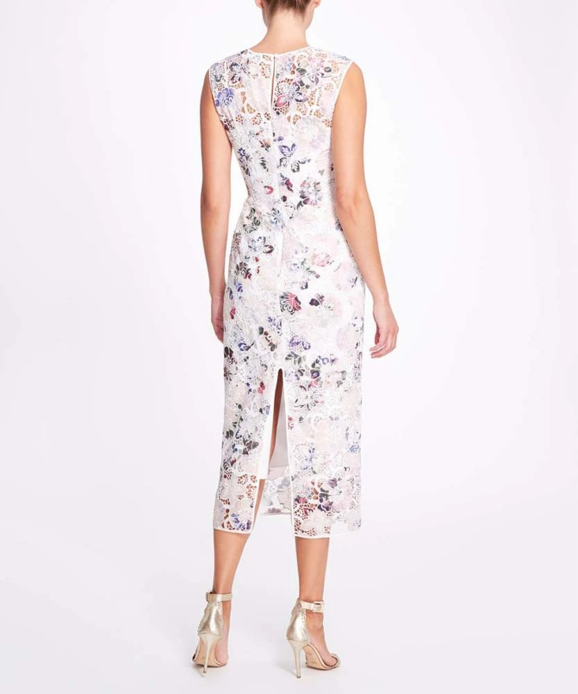 Marchesa Notte Dutch Floral Printed Guipure Lace Tea-Length Gown