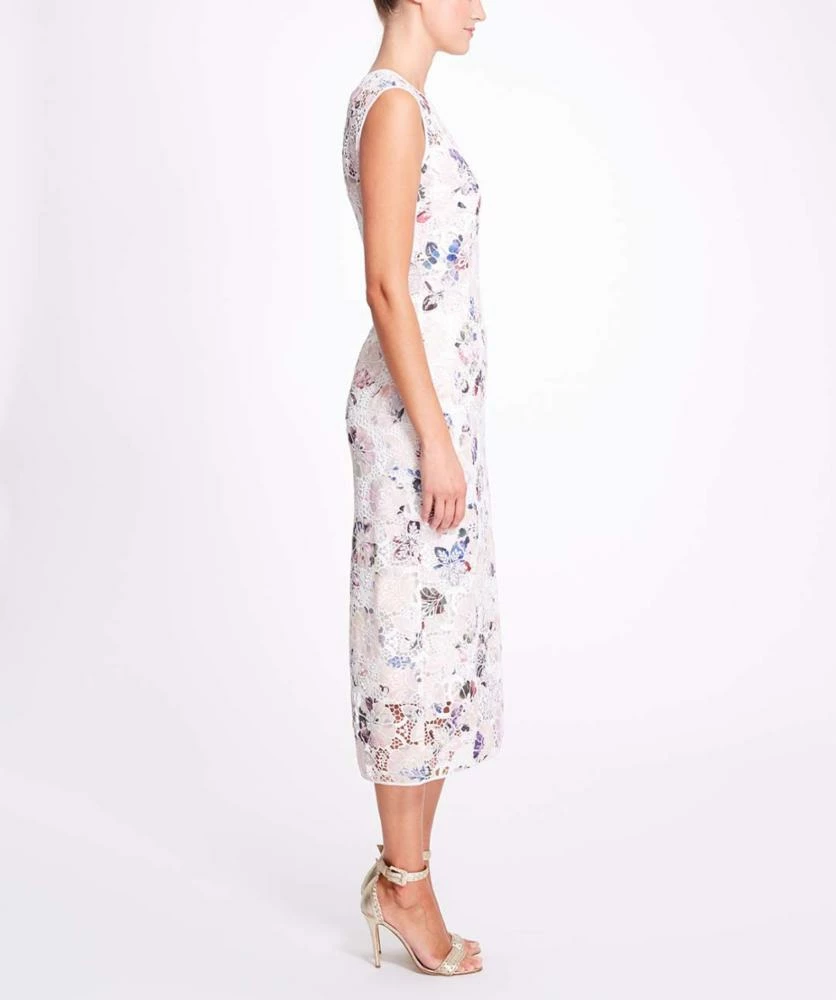 Marchesa Notte Dutch Floral Printed Guipure Lace Tea-Length Gown