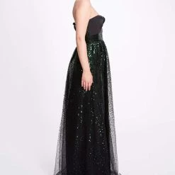 Marchesa Notte One Shoulder Sequin Degrade Gown