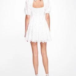 Marchesa Notte Floral Eyelet Mini Day Dress