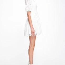 Marchesa Notte Floral Eyelet Mini Day Dress