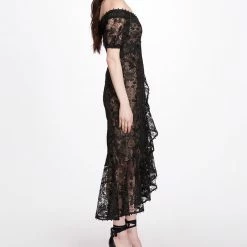 Marchesa Notte Off The Shoulder Guipure Gown