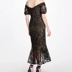 Marchesa Notte Off The Shoulder Guipure Gown