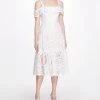 Marchesa Notte Daywear Cotton Guipure A-line Midi Dress