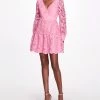 Marchesa Notte Guipure V-neck Mini Dress Daywear