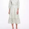 Marchesa Notte Floral Embroidered Midi-shirt Dress