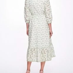 Marchesa Notte Floral Embroidered Midi-shirt Dress