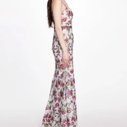 Marchesa Notte Guipure Mermaid Gown