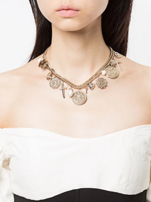 Jewelry Marchesa Notte Charm Front Statement Necklace