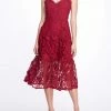 Marchesa Notte Sleeveless 3D Guipure Lace Midi Dress
